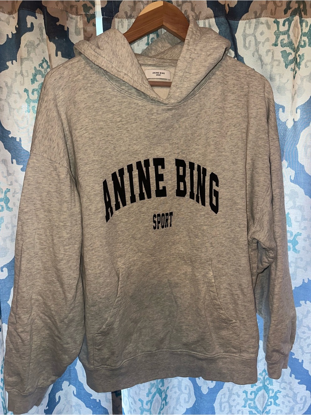 Anine Bing Grey Hoodie with Black Logo